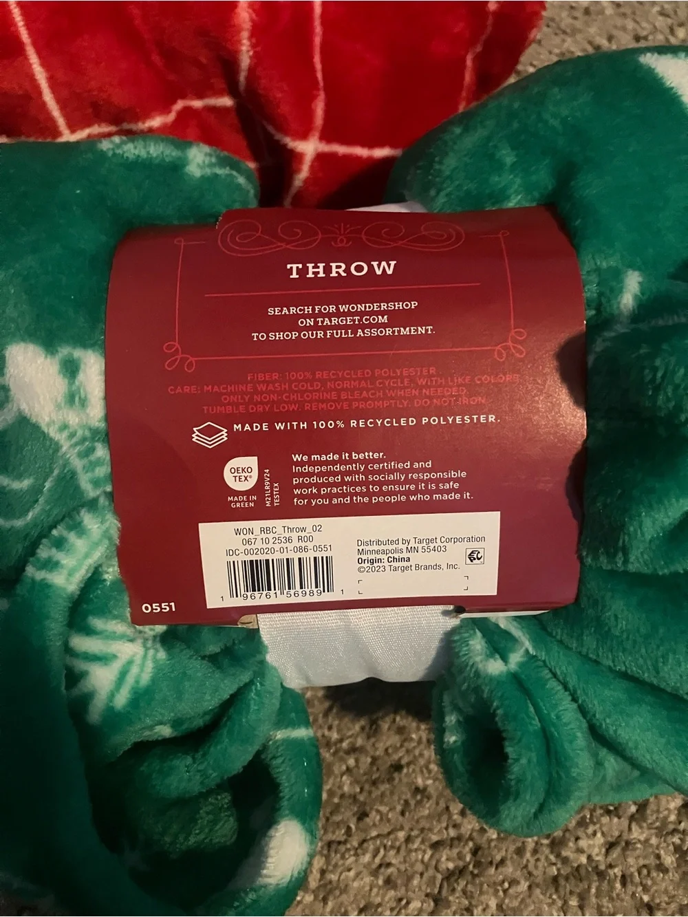 Wondershop Red & Green Holiday Plush Throw Blankets